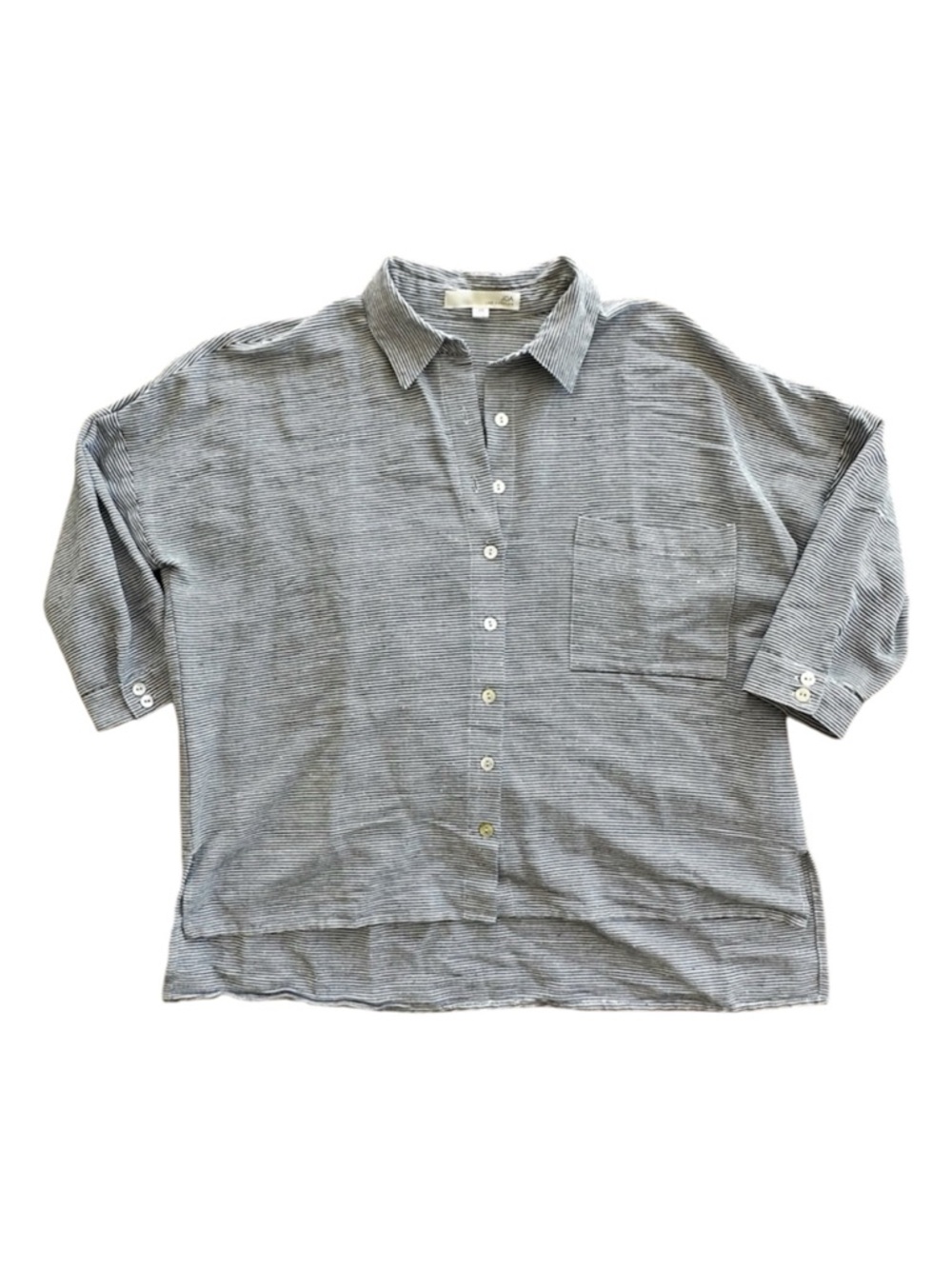 JOA Los Angeles Linen Cotton Striped Button Down Top Casual Beach Resort